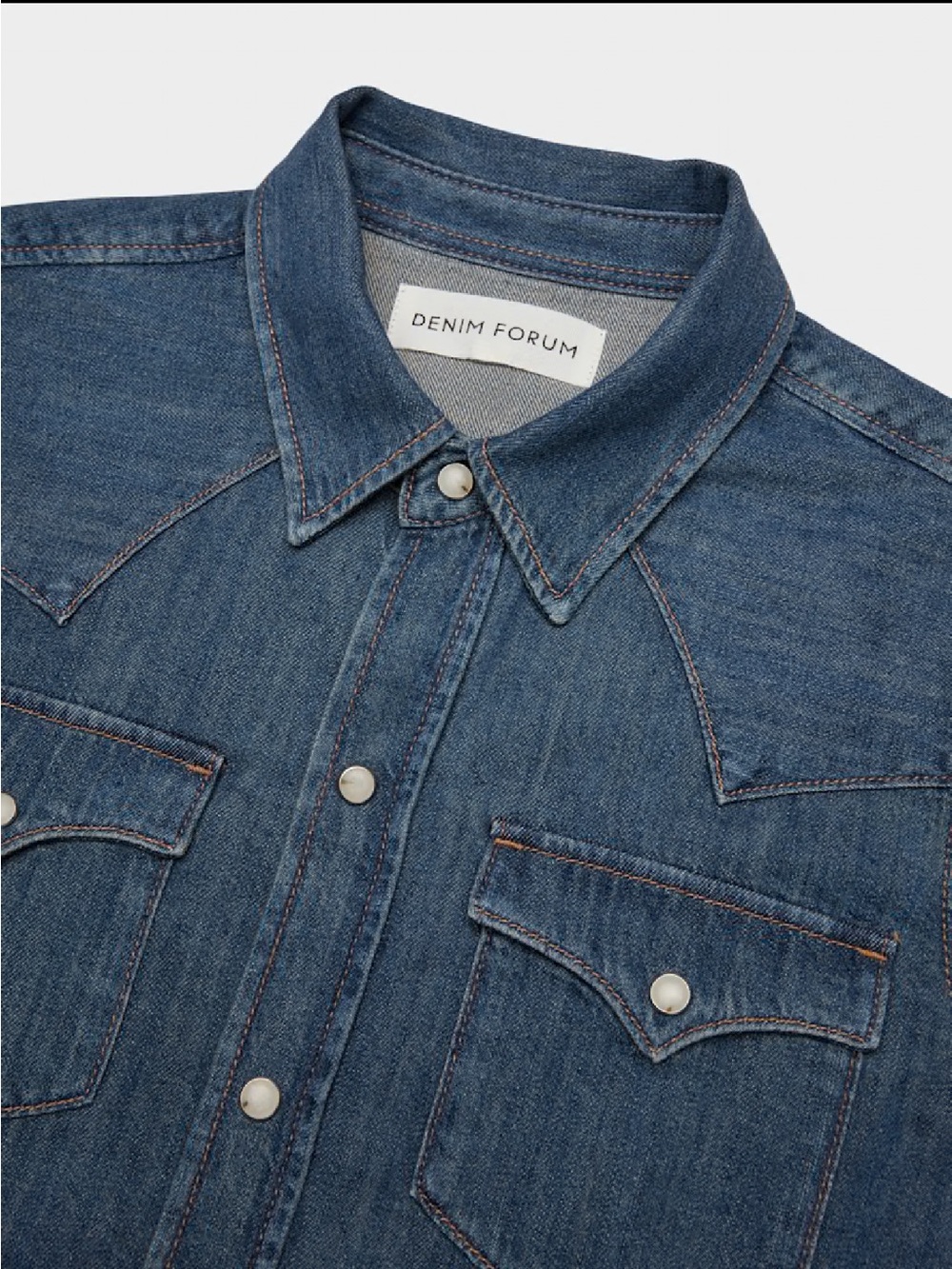 Denim Forum ($110) Western Denim Shirt in Vintage Dark Blue - Picture 8 of 14
